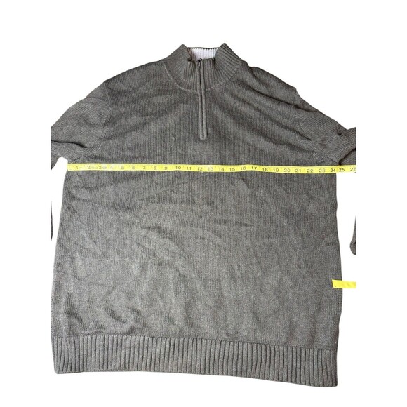 Mens Vtg LL Bean Green Pullover Henley Fisherman 1/4 Zip Sweater USA Large Tall - Picture 4 of 5